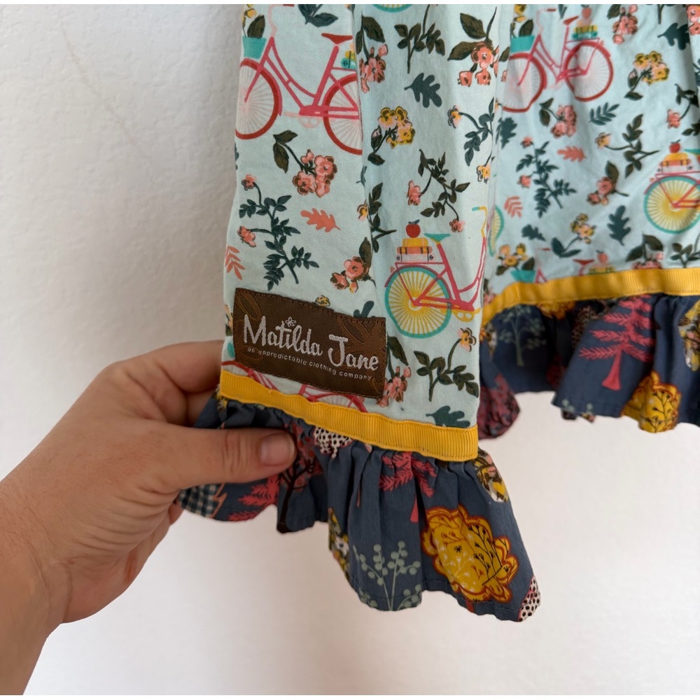 Matilda Jane Dress Ruffle Wonderment Bikes and Books Floral size 6 Pink - Picture 5 of 6